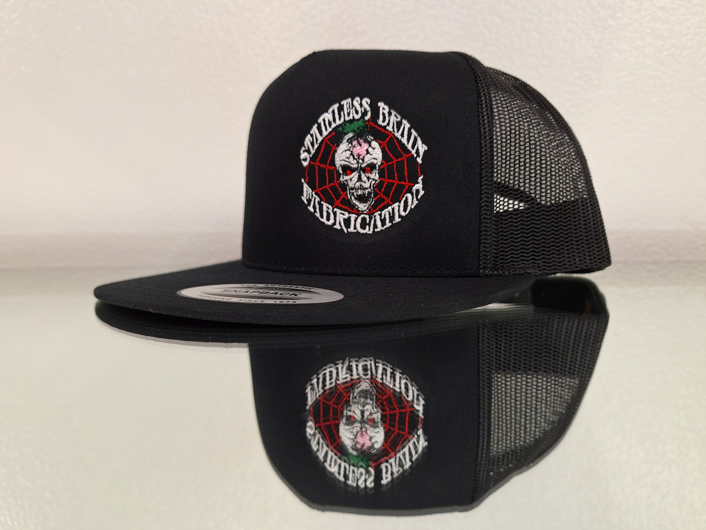 Stainless Brain Fabrication, Flat Bill, Snap Back, Black
