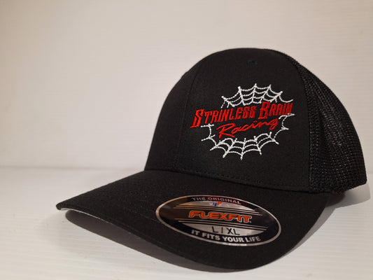 Stainless Brain Racing Web, Black, Round Bill, Flex Fit